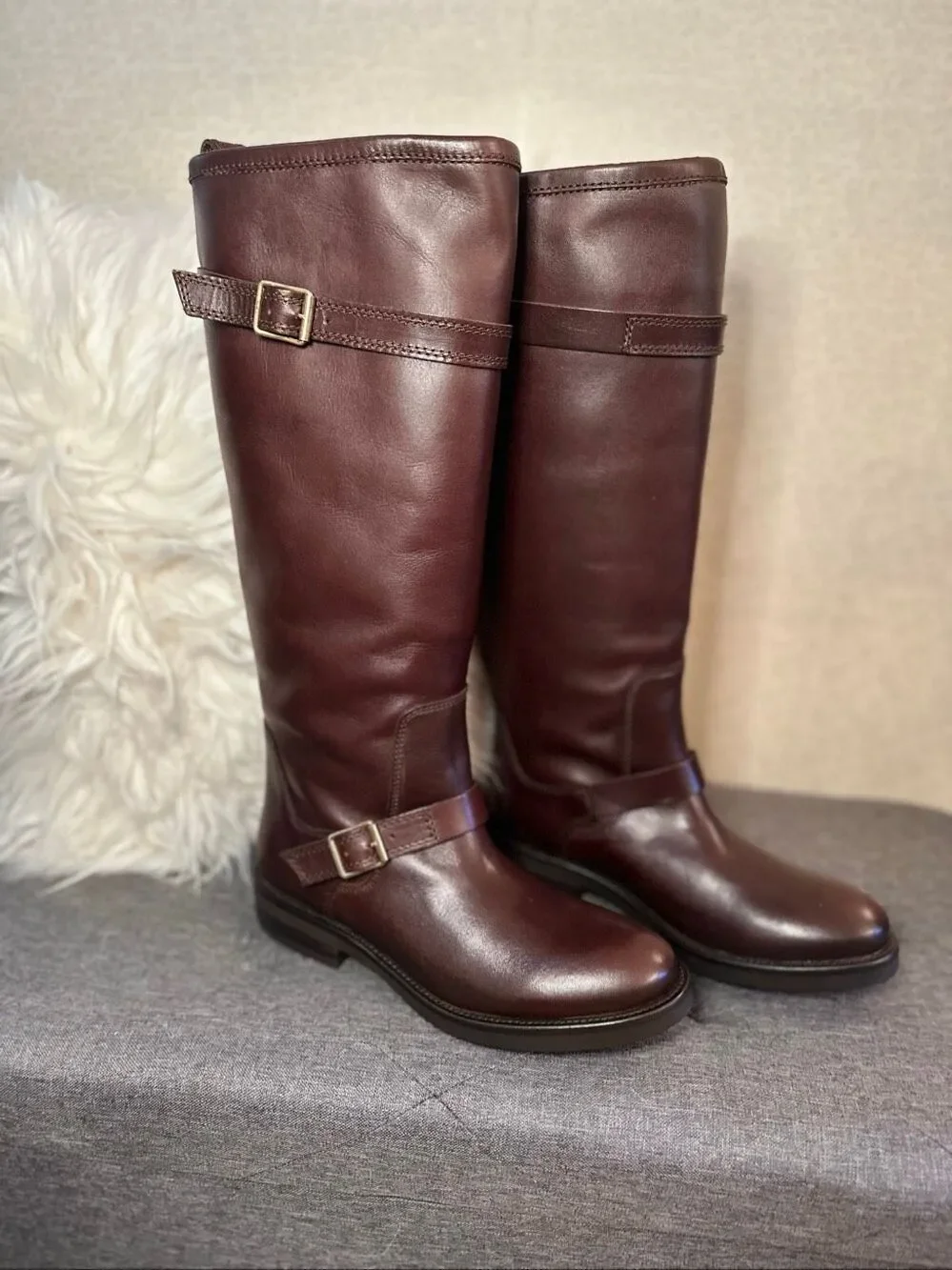 New Steve Madden, Sady Brown, leather riding boots, knee-high